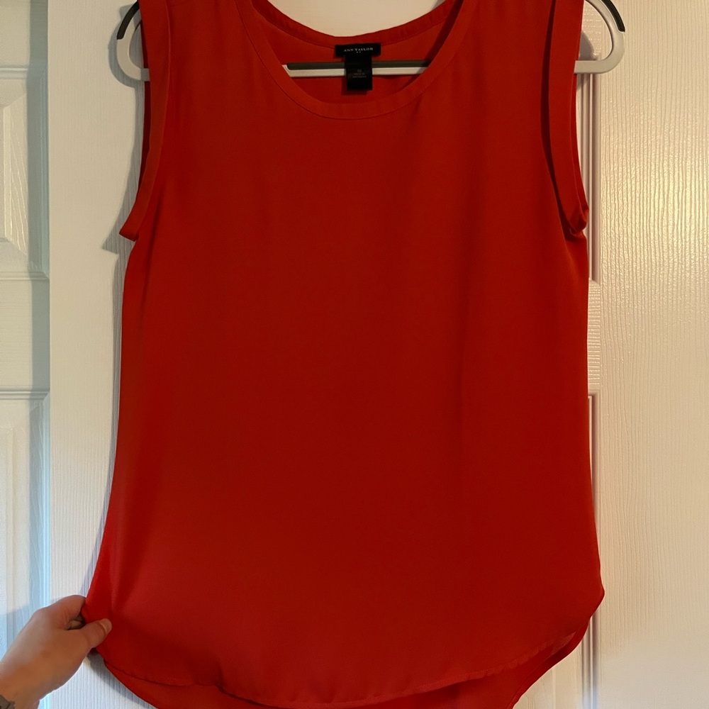 Ann Taylor Vibrant Coral/Orange Sleeveless Blouse